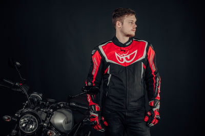 Berik Bad Eye Waterproof Motorcycle Textile Jacket#color_black-white-red