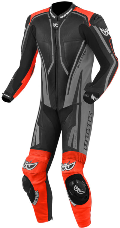 Berik Adria-X One Piece Motorcycle Leather Suit#color_black-grey-red