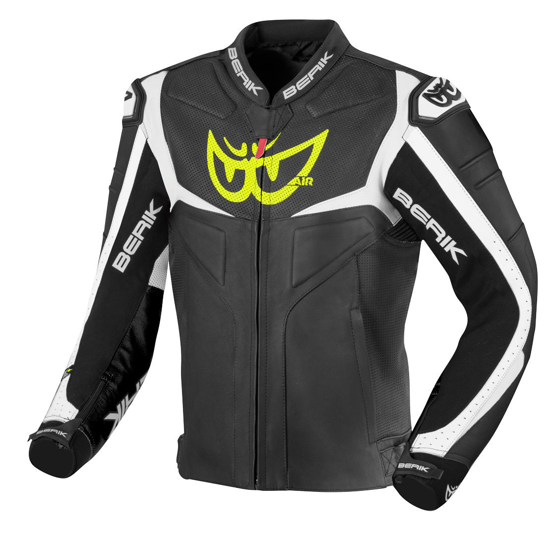 Berik Wild Chase Motorcycle Leather Jacket#color_black-white