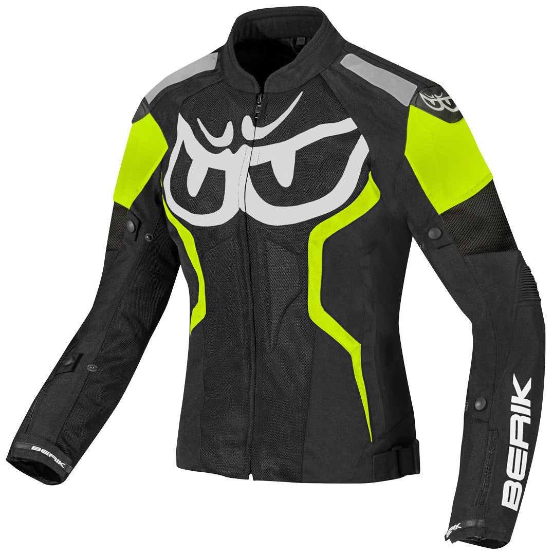 Berik Imola Air Ladies Motorcycle Textile Jacket#color_black-white-fluo-yellow