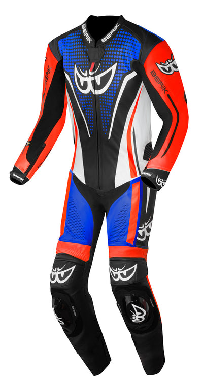 Berik RSF-TECH PRO perforated One Piece Motorcycle Leather Suit#color_black-blue-white-red