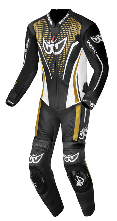 Berik RSF-TECH PRO perforated One Piece Motorcycle Leather Suit#color_black-white-bronze