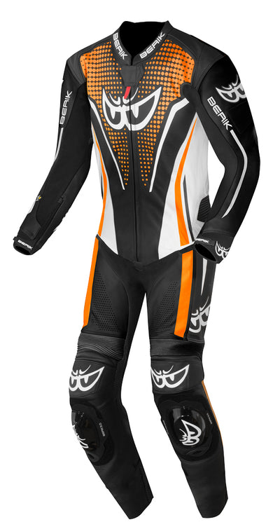 Berik RSF-TECH PRO perforated One Piece Motorcycle Leather Suit#color_black-white-orange