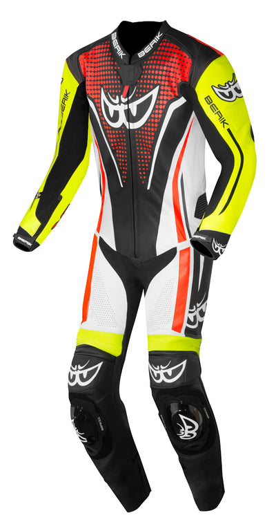 Berik RSF-TECH PRO perforated One Piece Motorcycle Leather Suit#color_black-white-red-yellow