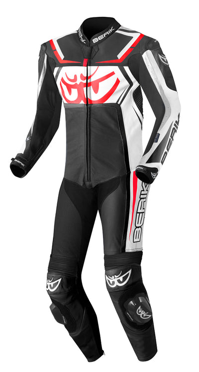 Berik Race-Tech One Piece Motorcycle Leather Suit#color_black-white