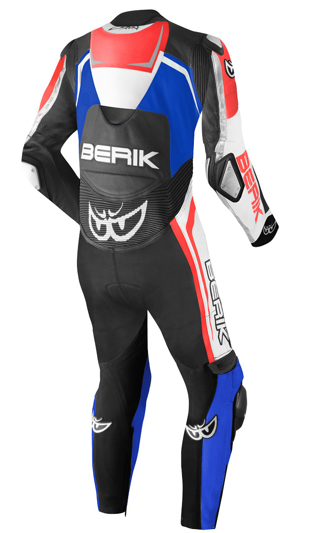 Berik Race-Tech One Piece Motorcycle Leather Suit#color_black-red-blue