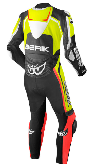 Berik Race-Tech One Piece Motorcycle Leather Suit#color_black-red-yellow