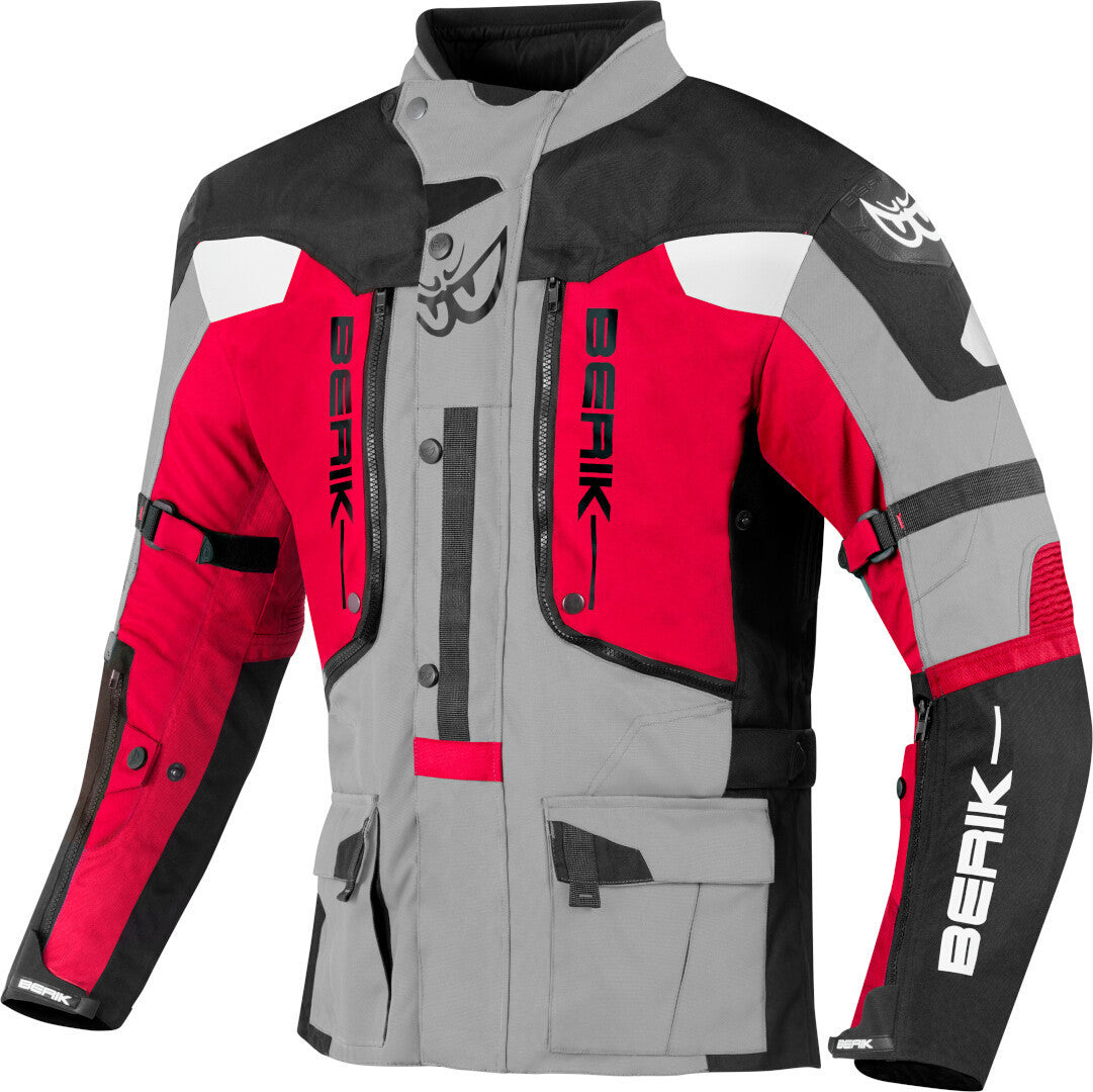 Berik Dakota Waterproof 3in1 Motorcycle Textile Jacket#color_black-grey-red