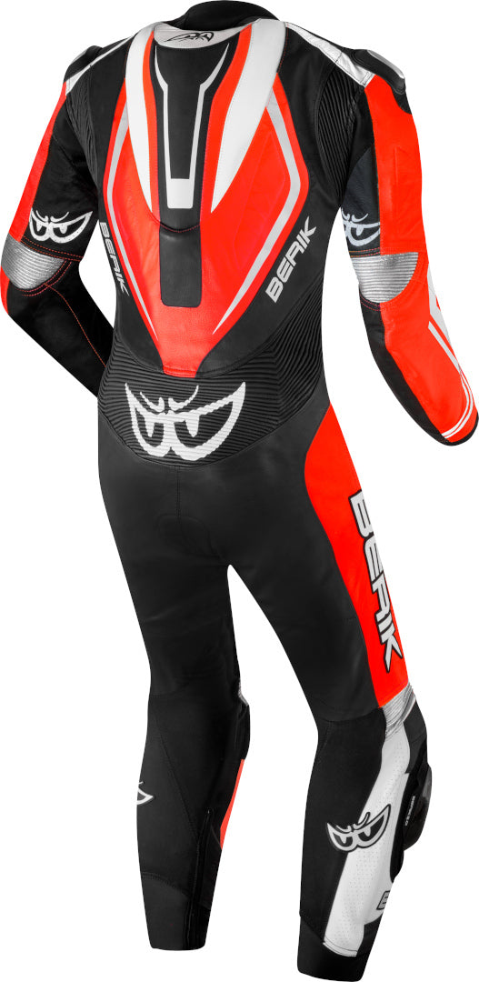 Berik Losail-R perforated One Piece Kangaroo Motorcycle Leather Suit#color_black-red-white