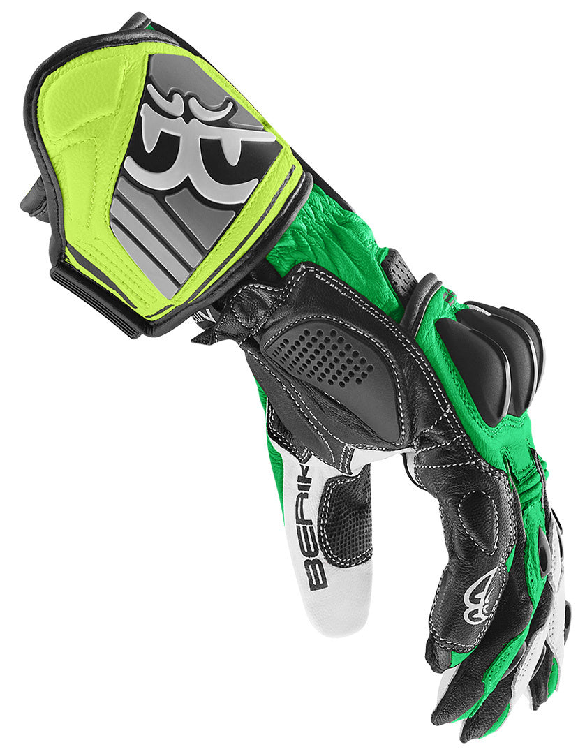 Berik Track Motorcycle Gloves#color_black-green-white
