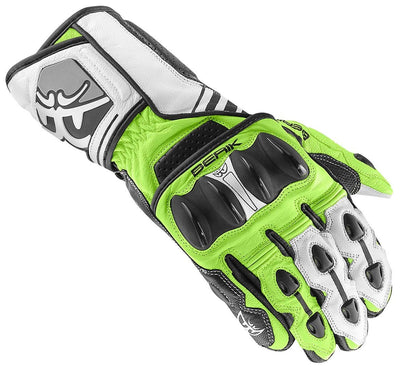 Berik Track Motorcycle Gloves#color_black-white-fluo-yellow