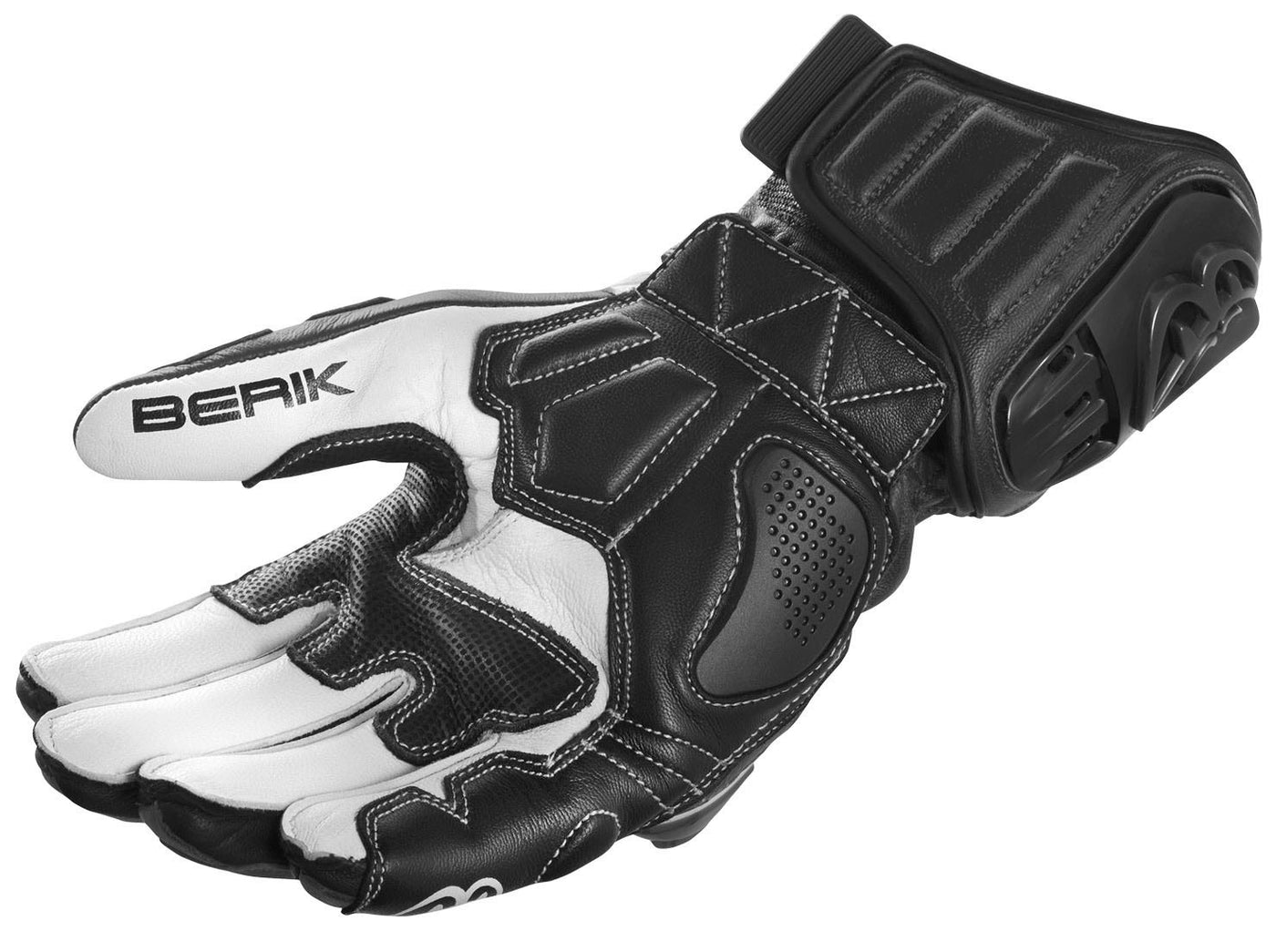 Berik Track Plus Motorcycle Gloves#color_black-white