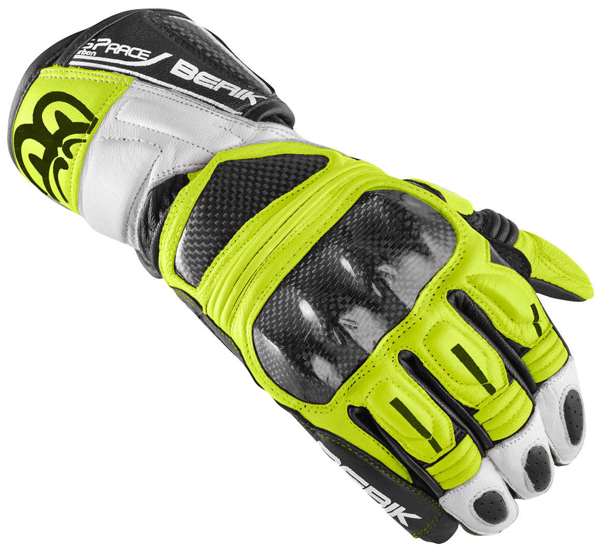 Berik Namib Pro Motorcycle Gloves#color_black-white-fluo-yellow