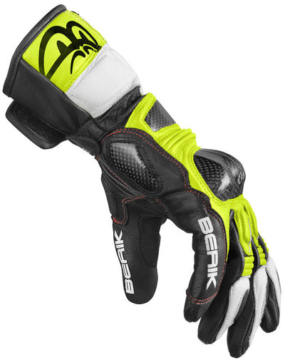 Berik Namib Pro Motorcycle Gloves#color_black-white-fluo-yellow