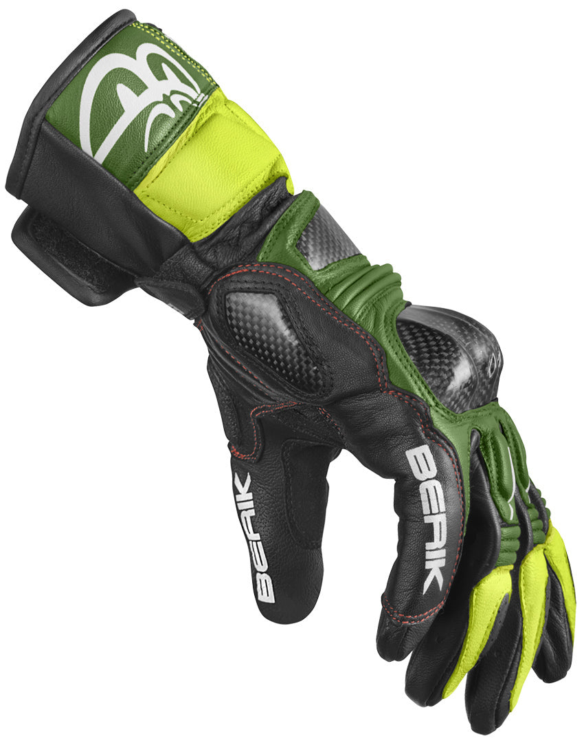 Berik Namib Pro Motorcycle Gloves#color_black-green-yellow