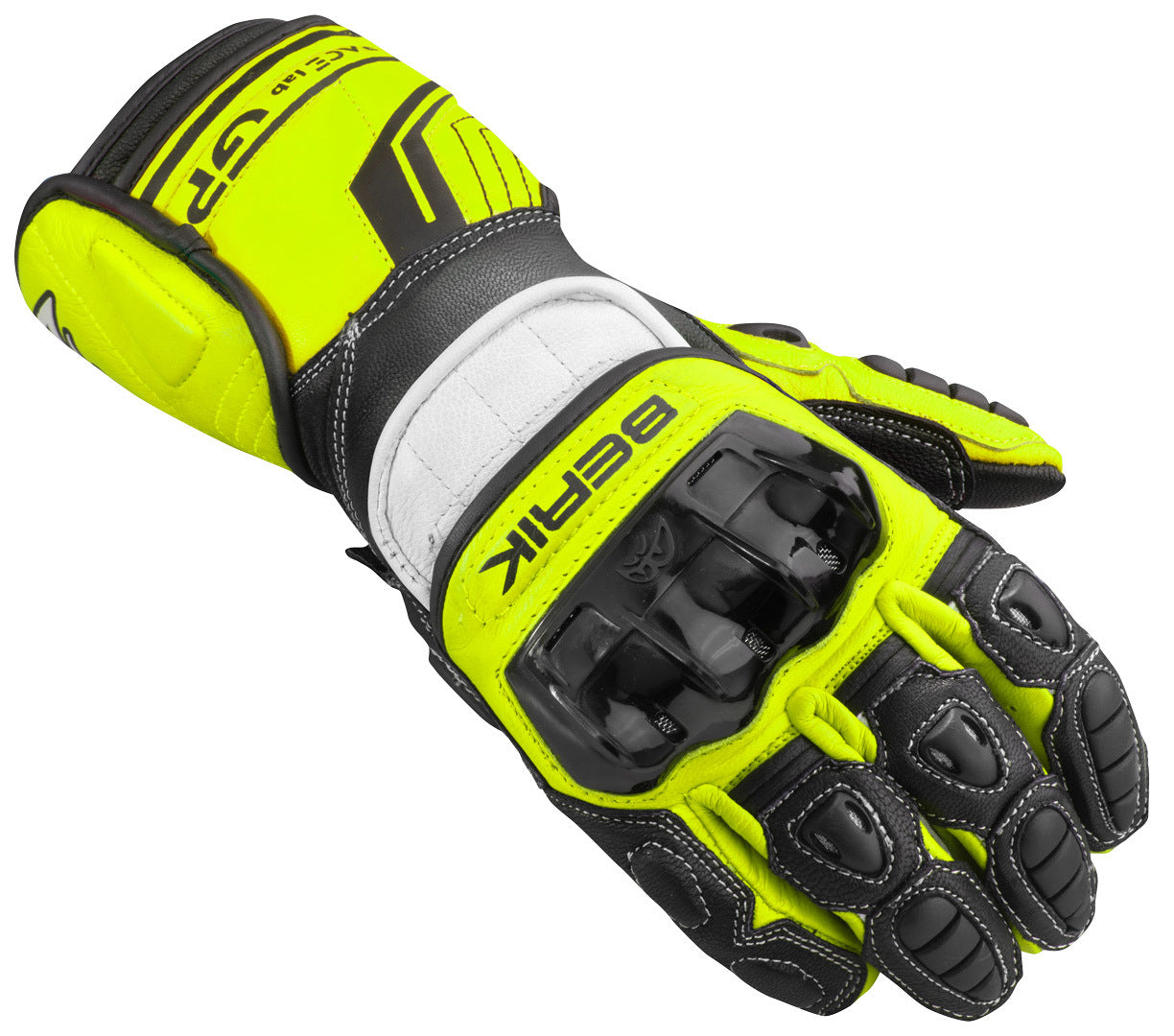 Berik Track Pro Motorcycle Gloves#color_black-white-yellow