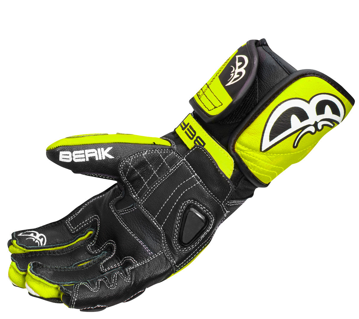 Berik Track Pro Motorcycle Gloves#color_black-white-yellow