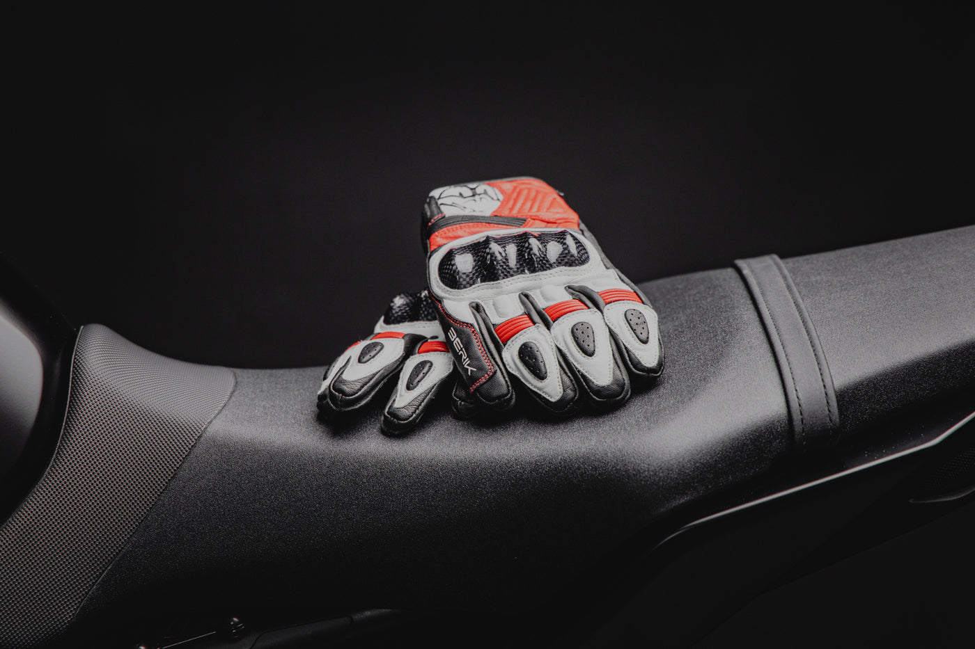 Berik NexG Motorcycle Gloves#color_black-white-red
