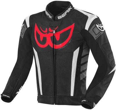 Berik Zakura Motorcycle Leather Jacket#color_black-white-red-grey