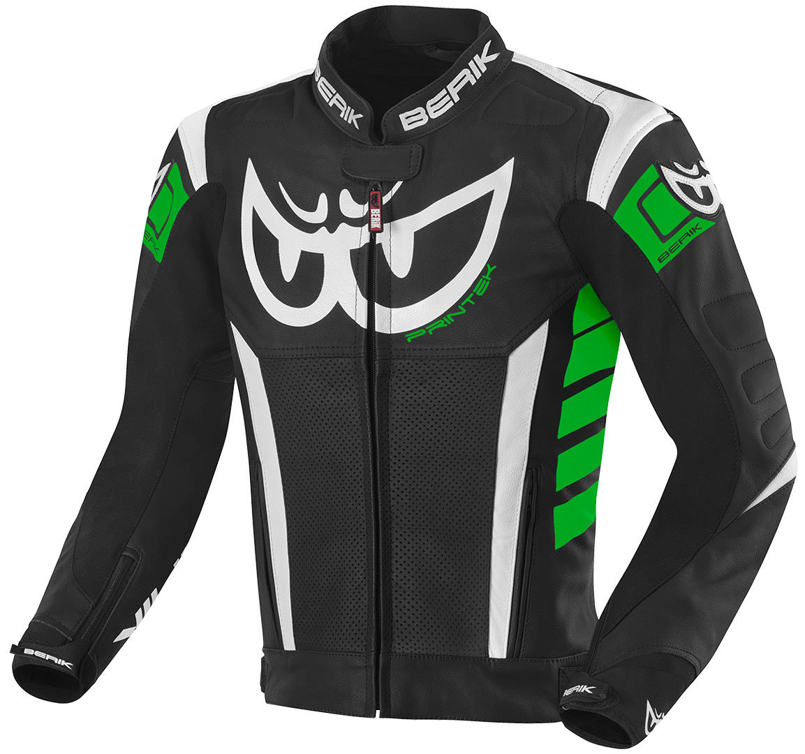 Berik Zakura Motorcycle Leather Jacket#color_black-white-green