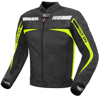 Berik Conquest Motorcycle Leather Jacket#color_black-yellow
