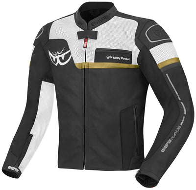 Berik Sportivo Motorcycle Leather Jacket#color_black-white-bronze