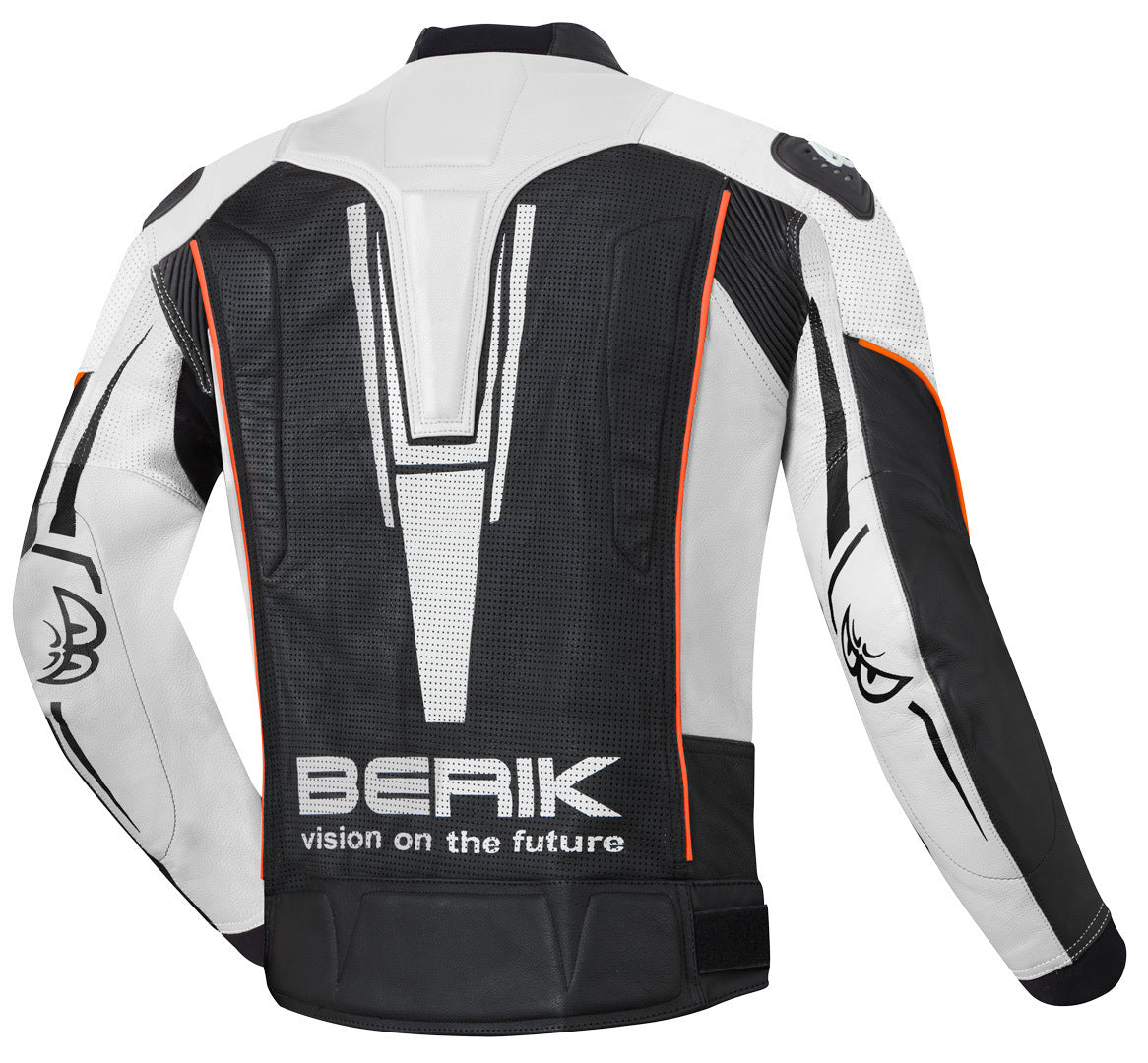 Berik Street Motorcycle Leather Jacket#color_black-white