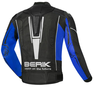 Berik Street Motorcycle Leather Jacket#color_black-blue
