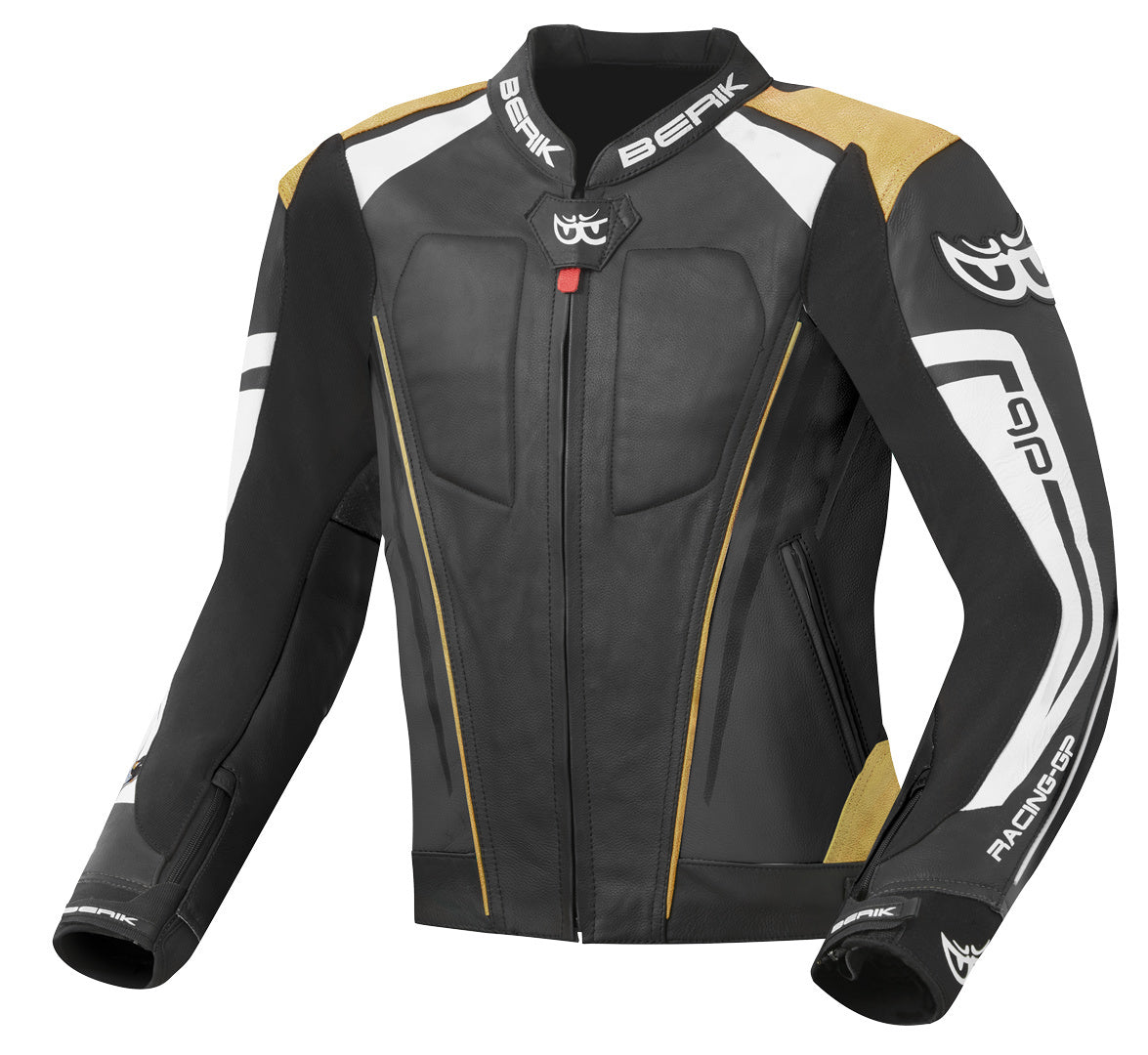 Berik Striper Evo Motorcycle Leather Jacket#color_black-bronze