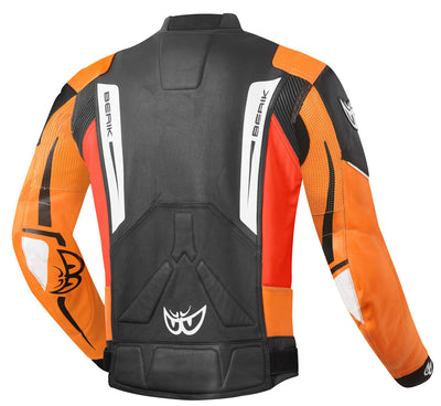 Berik Striper Evo Motorcycle Leather Jacket#color_black-orange