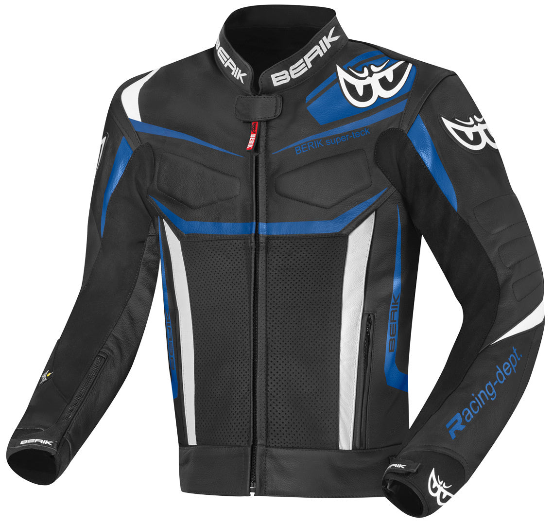 Berik Zacura EVO Motorcycle Leather Jacket#color_black-blue-white