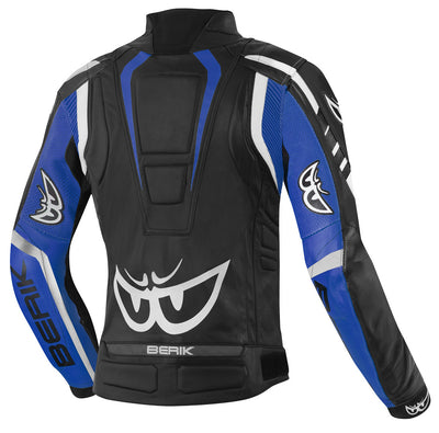 Berik Striper Ladies Motorcycle Leather Jacket#color_black-white-blue