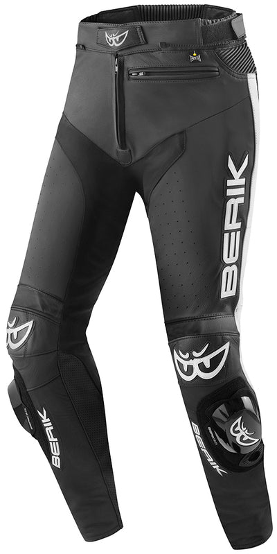 Berik Track Motorcycle Leather Pants#color_black-white