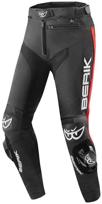 Berik Track Motorcycle Leather Pants#color_black-red