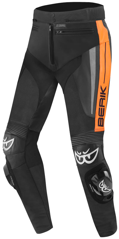 Berik Kendo Motorcycle Leather Pants#color_black-orange