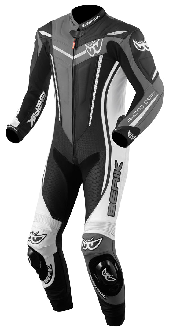 Berik Metric Evo One Piece Motorcycle Leather Suit#color_black-white-grey