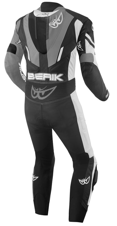 Berik Metric Evo One Piece Motorcycle Leather Suit#color_black-white-grey