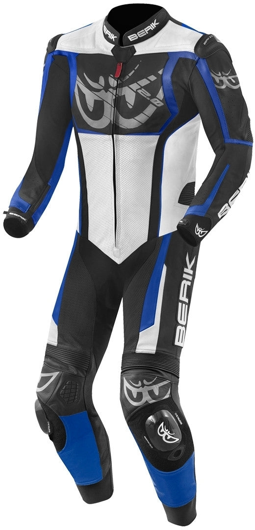 Berik NexG One Piece Motorcycle Leather Suit#color_black-grey-blue