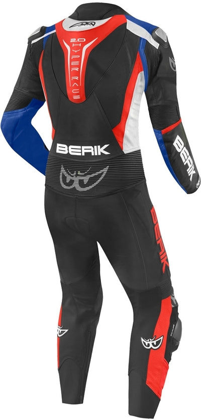 Berik NexG One Piece Motorcycle Leather Suit#color_black-red-blue-grey