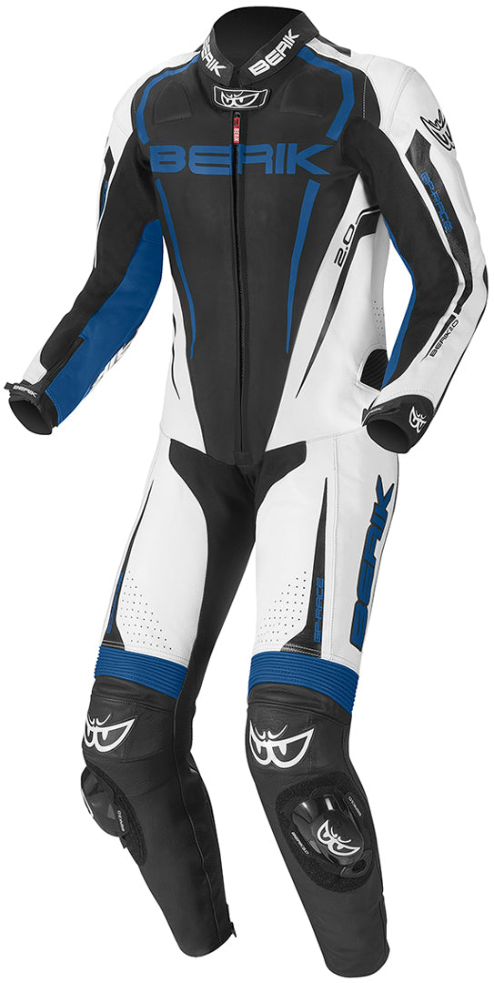 Berik Race-X Two Piece Motorcycle Leather Suit#color_black-white-blue