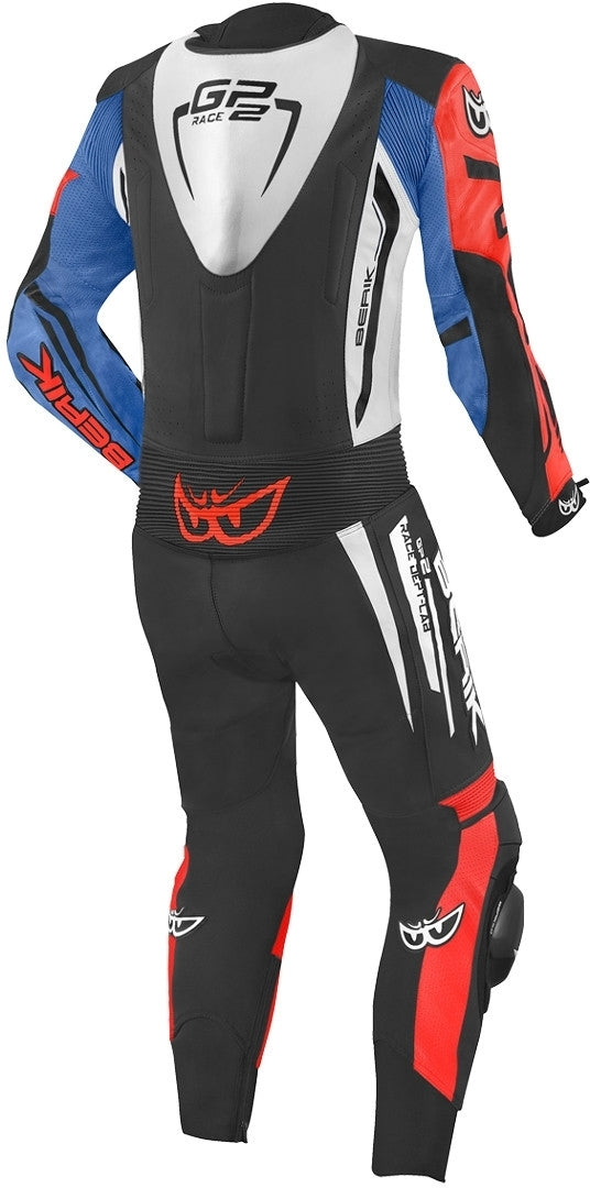 Berik Monza One Piece Motorcycle Leather Suit#color_black-red-blue