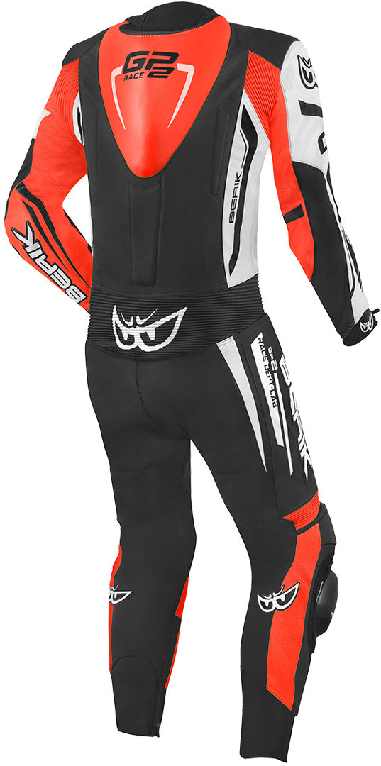 Berik Monza One Piece Motorcycle Leather Suit#color_black-white-red