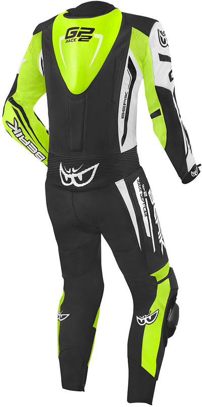 Berik Monza One Piece Motorcycle Leather Suit#color_black-white-yellow