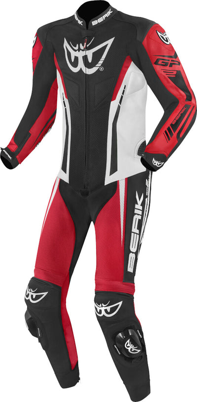 Berik Monza One Piece Motorcycle Leather Suit#color_black-red-white