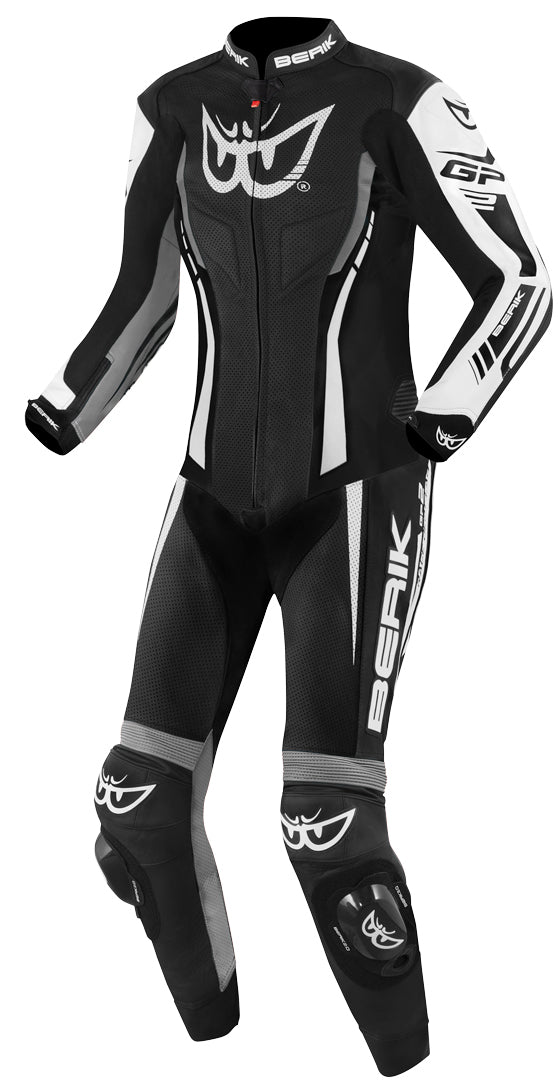 Berik Monza Ladies One Piece Motorcycle Leather Suit#color_black-white-grey