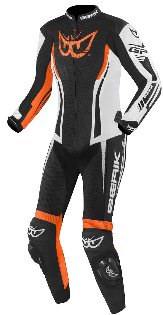 Berik Monza Ladies One Piece Motorcycle Leather Suit#color_black-white-orange