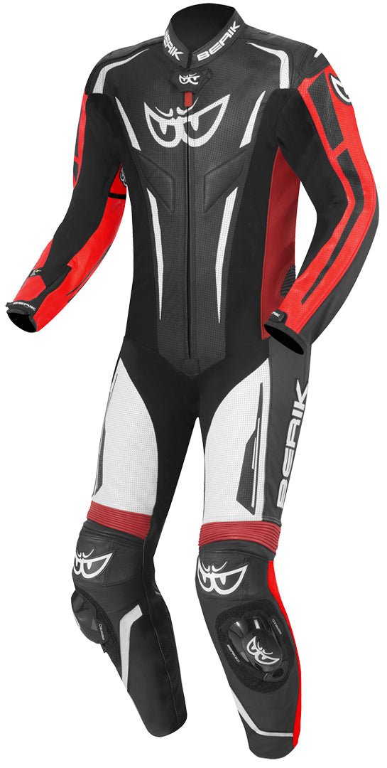 Berik RSF-Teck perforated One Piece Motorcycle Leather Suit#color_black-white-red