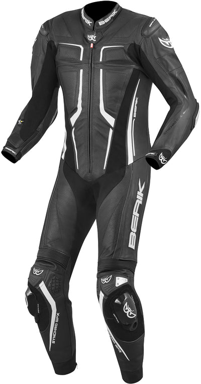 Berik Flumatic Race One Piece Motorcycle Leather Suit#color_black-white