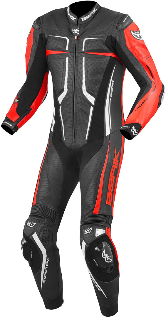 Berik Flumatic Race One Piece Motorcycle Leather Suit#color_black-red-white