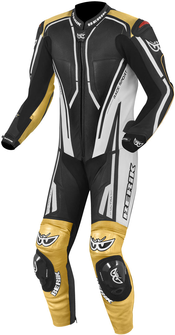 Berik Adria-X One Piece Motorcycle Leather Suit#color_black-white-gold